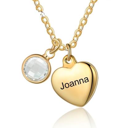 Personalized Necklace With Custom Birthstone And Name Engraving Pendant - Personalized Jewel