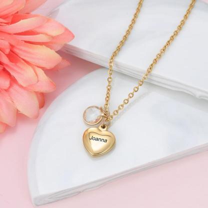 Personalized Necklace With Custom Birthstone And Name Engraving Pendant - Personalized Jewel