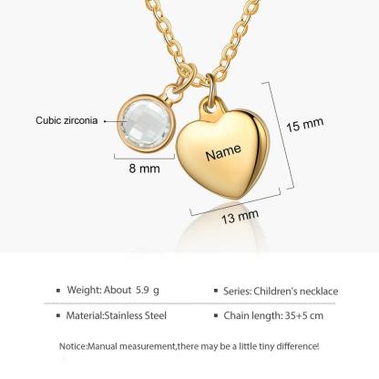 Personalized Necklace With Custom Birthstone And Name Engraving Pendant - Personalized Jewel