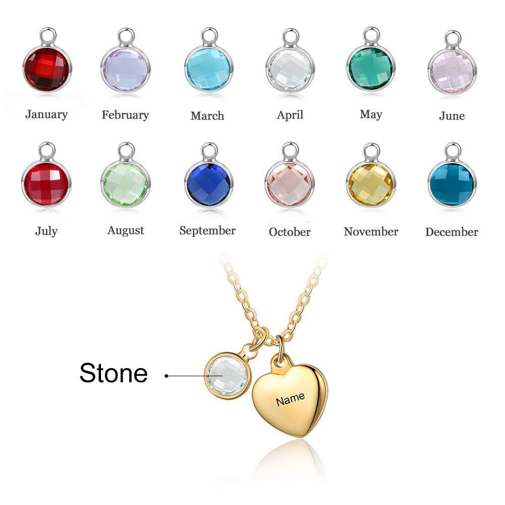 Personalized Necklace With Custom Birthstone And Name Engraving Pendant-Personalized Jewels