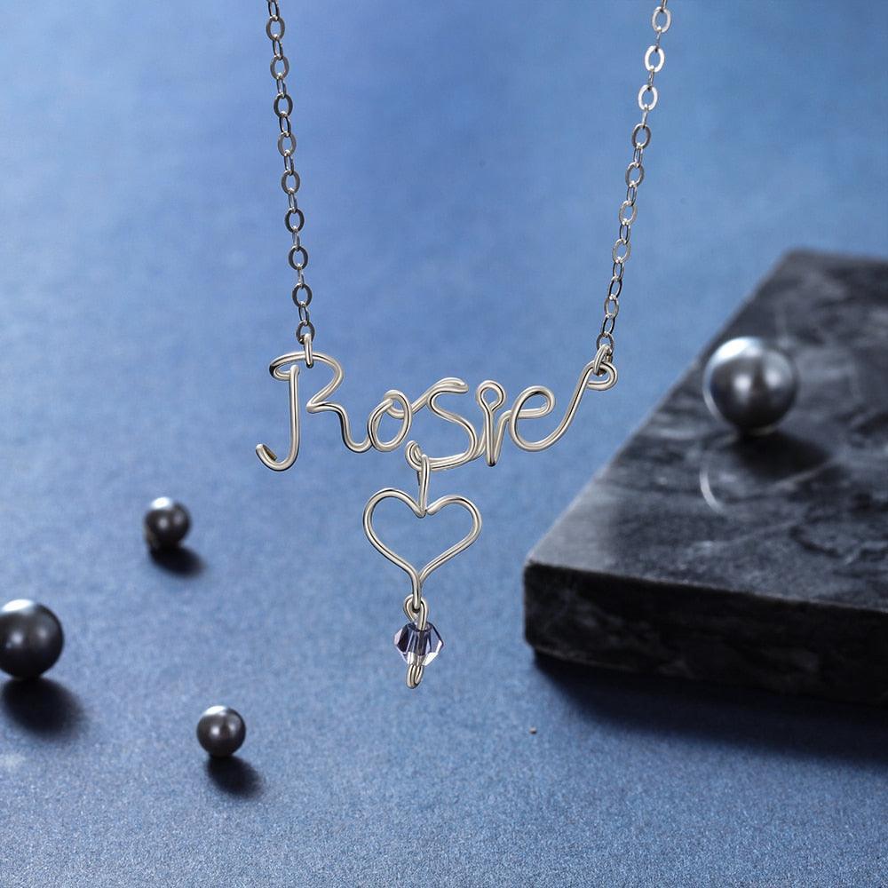 Personalized Necklaces For Women, Sterling Silver Customized Letter Nameplate Jewellery, Heart Pendant Necklaces For Women - Personalized Jewel
