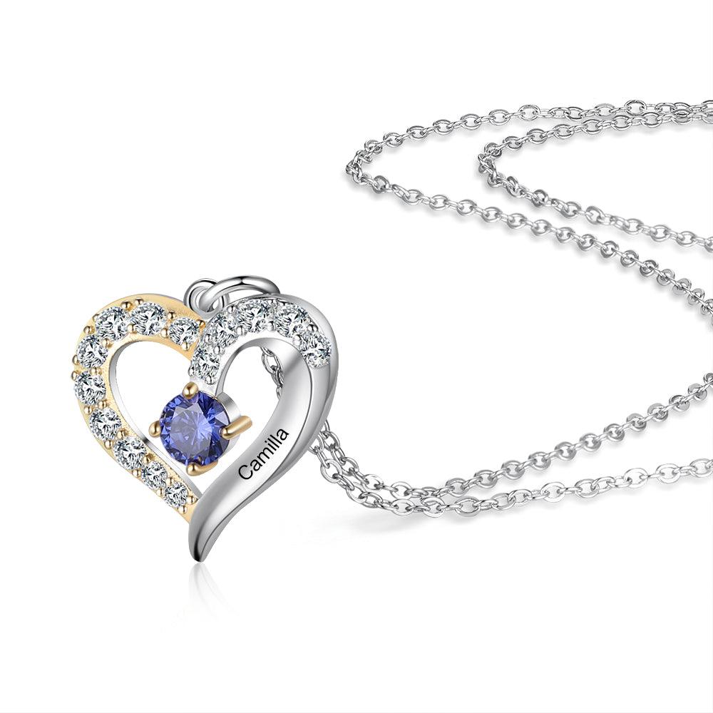 Personalized One Custom Name And Birthstone Pendant Necklace - Personalized Jewel