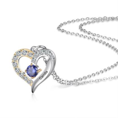 Personalized One Custom Name And Birthstone Pendant Necklace - Personalized Jewel