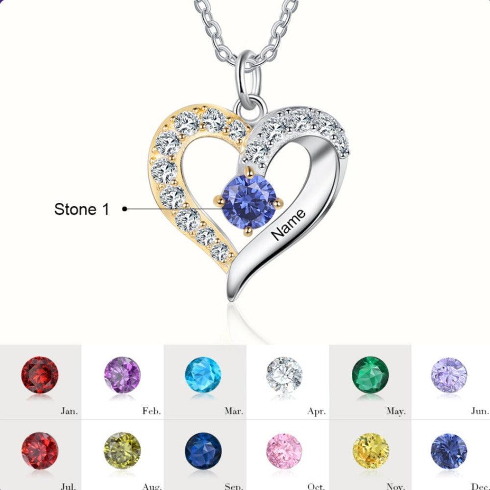Personalized One Custom Name And Birthstone Pendant Necklace - Personalized Jewel