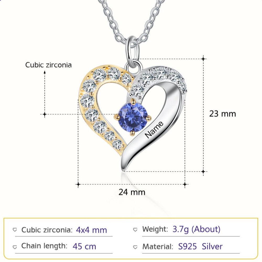 Personalized One Custom Name And Birthstone Pendant Necklace - Personalized Jewel