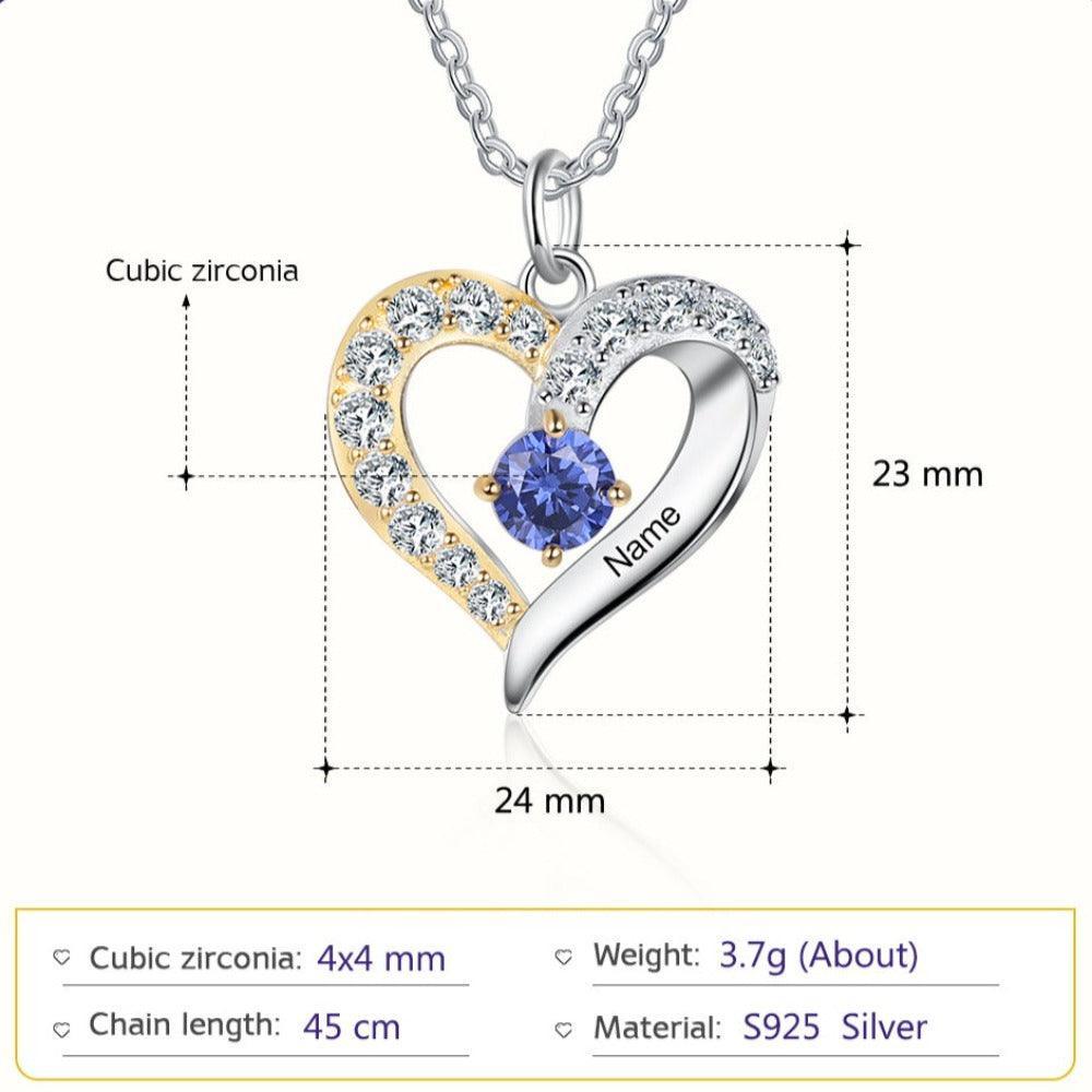 Personalized One Custom Name And Birthstone Pendant Necklace - Personalized Jewel