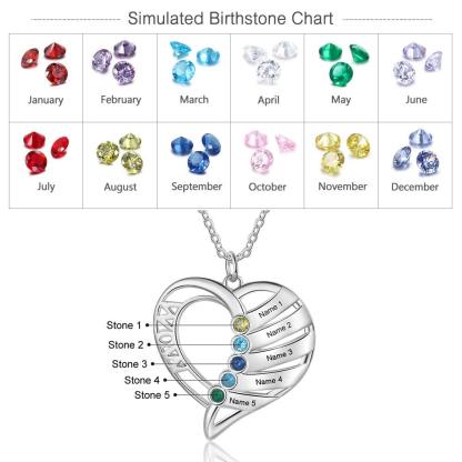 Personalized Pendant Custom 4 Birthstones And Names Engraving Pendant - Personalized Jewel