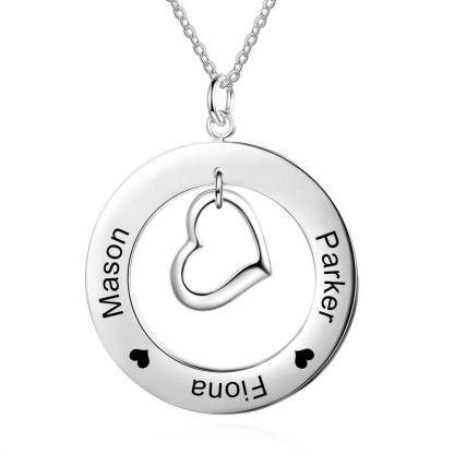 Personalized Pendant Necklace For Women - Customized Jewelry For Women - Circle And Heart Pendant For Women - Personalized Jewel