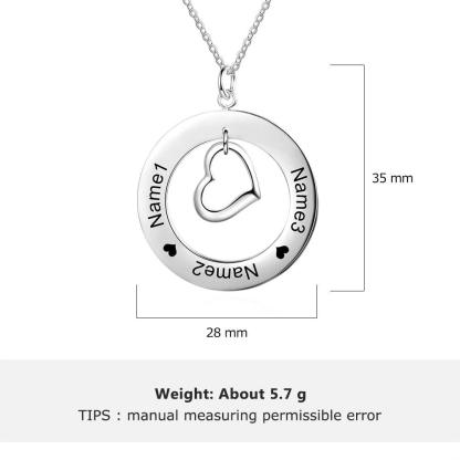 Personalized Pendant Necklace For Women - Customized Jewelry For Women - Circle And Heart Pendant For Women - Personalized Jewel