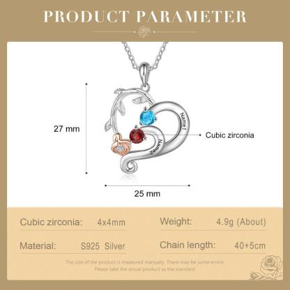 Personalized Pendant Necklace Two Custom Names And Birthstones-Personalized Jewels