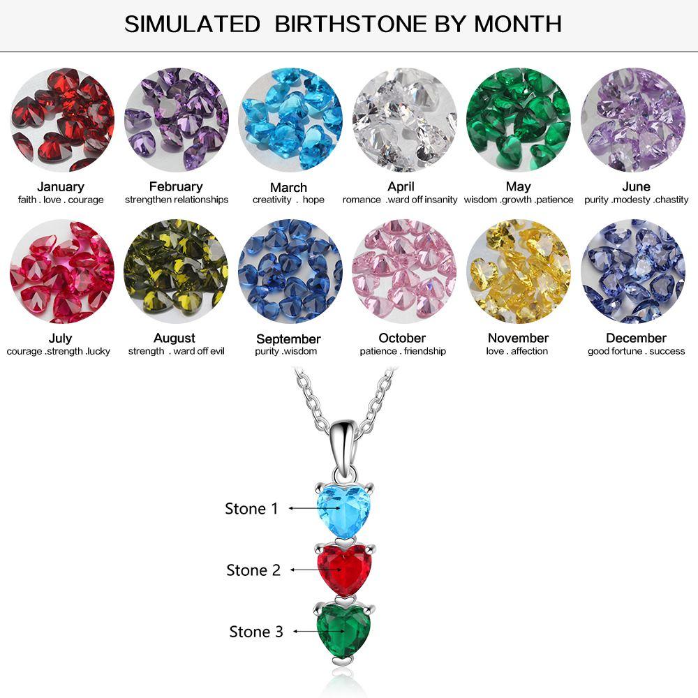 Personalized Pendant Three Custom Birthstones - Personalized Jewel