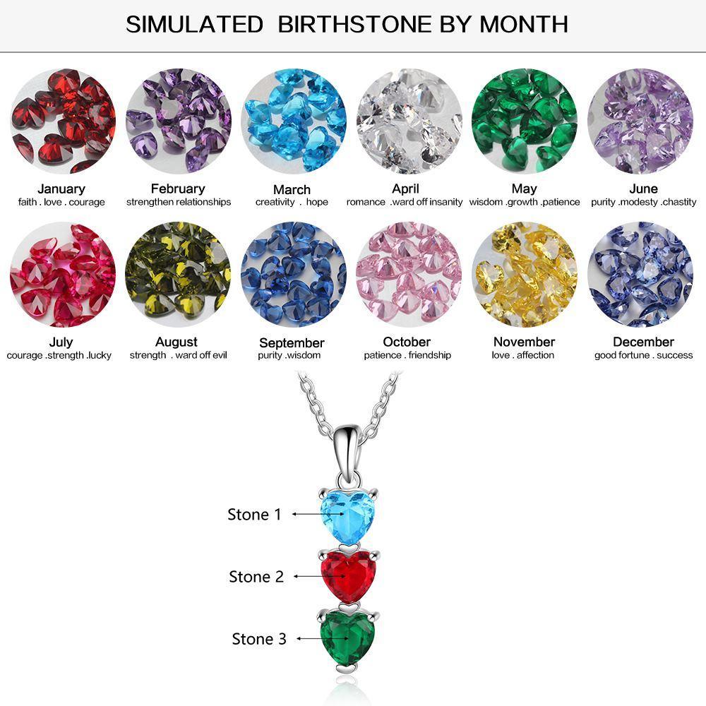 Personalized Pendant Three Custom Birthstones - Personalized Jewel