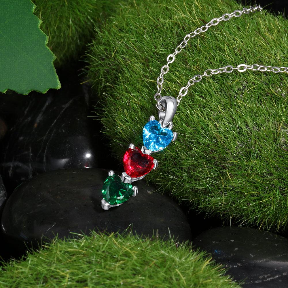 Personalized Pendant Three Custom Birthstones - Personalized Jewel