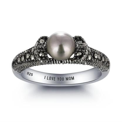 Personalized Ring 925 Sterling Silver Mosaic stone Simulated-pearl Rings For Women Mother's Day Gift - Personalized Jewel