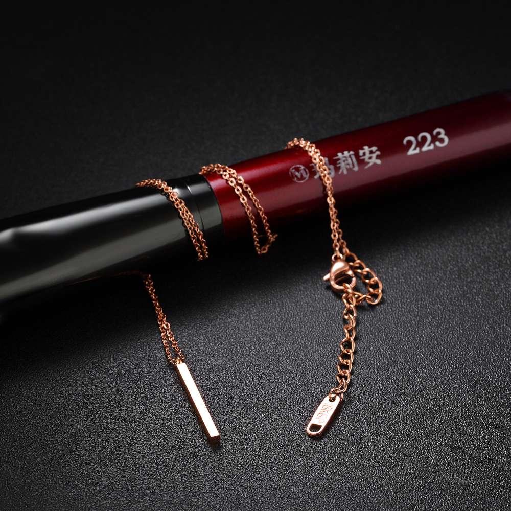 Personalized Rose Gold Color Stainless Steel Necklace With Vertical Bar Engrave Name Pendant, Trendy Jewelry Gift For Women - Personalized Jewel
