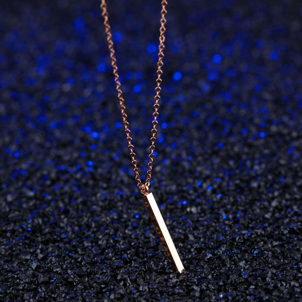 Personalized Rose Gold Color Stainless Steel Necklace With Vertical Bar Engrave Name Pendant, Trendy Jewelry Gift For Women - Personalized Jewel