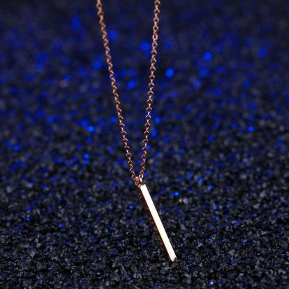 Personalized Rose Gold Color Stainless Steel Necklace With Vertical Bar Engrave Name Pendant, Trendy Jewelry Gift For Women - Personalized Jewel
