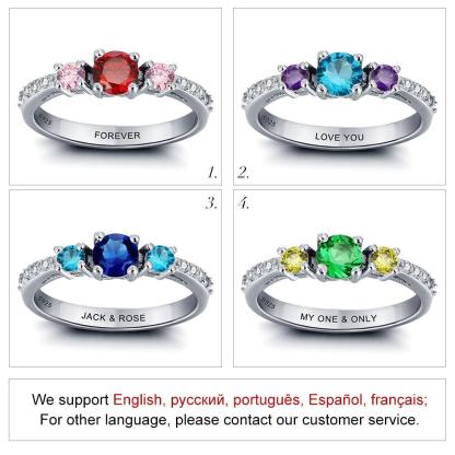 Personalized Round Shaped 925 Sterling Silver Ring for Women with Cubic Zirconia Cluster - Personalized Jewel