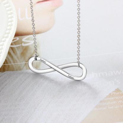 Personalized Silver Name Engraved Necklace, Infinite Love Pendant, Trendy Jewelry For Women - Personalized Jewel