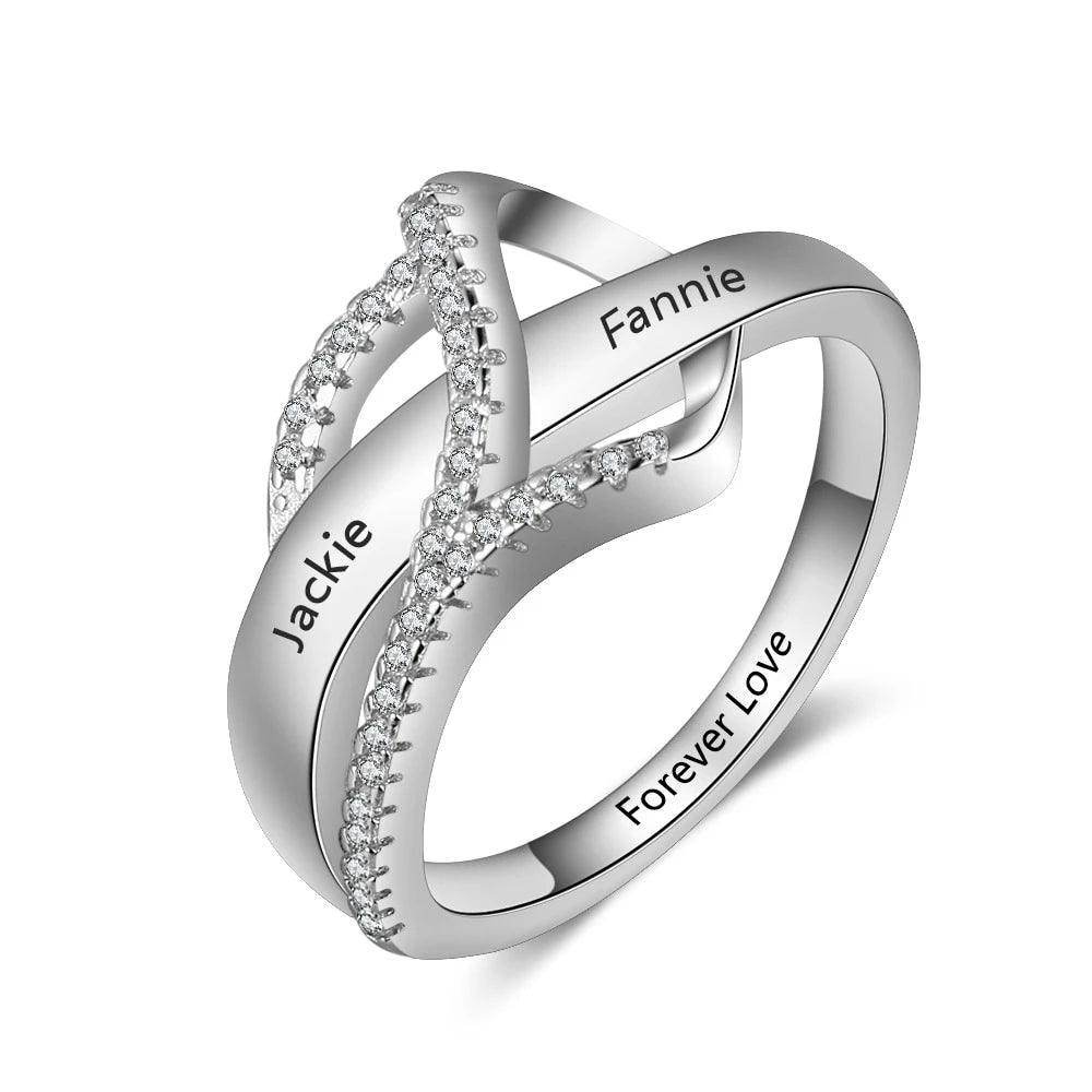 Personalized Silver Rings - Surround Heart Shape Ring - Fashion Jewelry - Customized Family Gift - Personalized Jewel