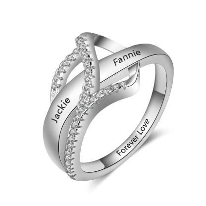 Personalized Silver Rings - Surround Heart Shape Ring - Fashion Jewelry - Customized Family Gift - Personalized Jewel