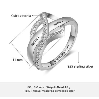 Personalized Silver Rings - Surround Heart Shape Ring - Fashion Jewelry - Customized Family Gift - Personalized Jewel