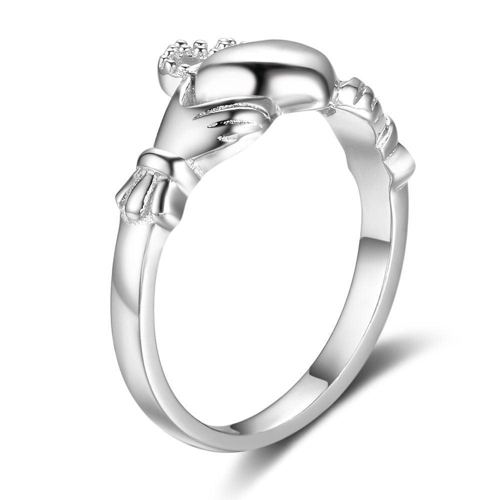Personalized Silver Sterling Ring - Claddagh Heart - Engrave Special Phrase-Personalized Jewels