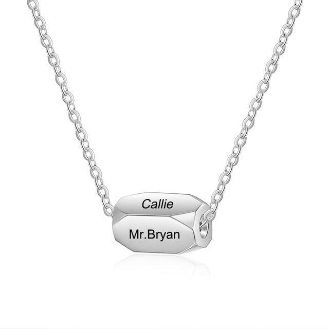 Personalized Stainless Steel 3 Color Strip Fashion Necklace With Engraved Name Pendant - Personalized Jewel