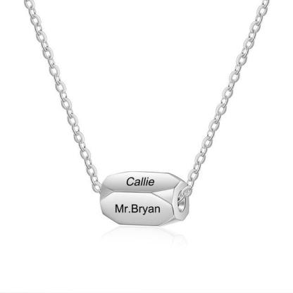 Personalized Stainless Steel 3 Color Strip Fashion Necklace With Engraved Name Pendant - Personalized Jewel