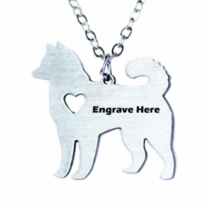 Personalized Stainless Steel Animal Necklace With Name Engraving Alaskan Malamute Pendant, Trendy Pet Lover Jewelry - Personalized Jewel