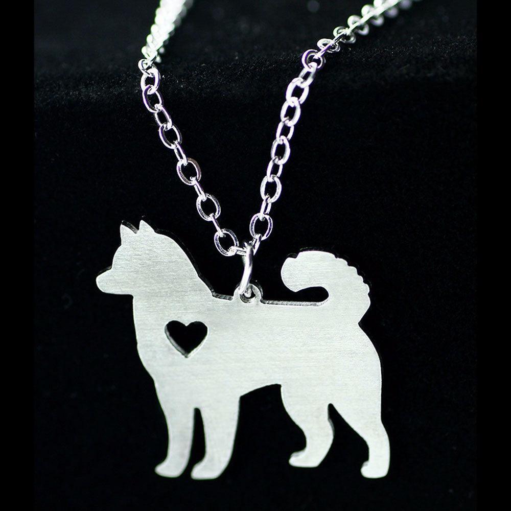 Personalized Stainless Steel Animal Necklace With Name Engraving Alaskan Malamute Pendant, Trendy Pet Lover Jewelry - Personalized Jewel