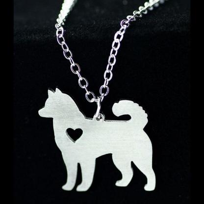 Personalized Stainless Steel Animal Necklace With Name Engraving Alaskan Malamute Pendant, Trendy Pet Lover Jewelry - Personalized Jewel
