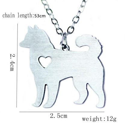 Personalized Stainless Steel Animal Necklace With Name Engraving Alaskan Malamute Pendant, Trendy Pet Lover Jewelry - Personalized Jewel