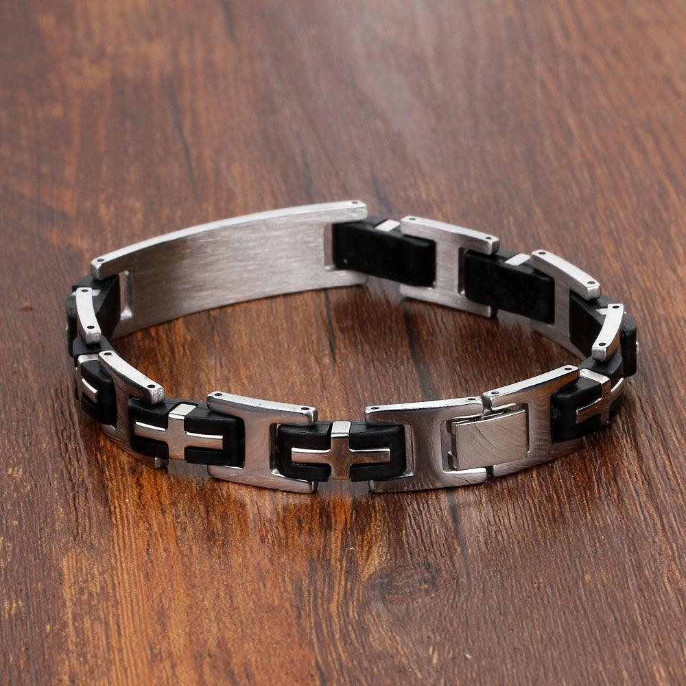 Personalized Stainless Steel Bracelet For Men - Fashion Jewelry For Men - Biker Chain Design Bracelet For Men - Personalized Jewel