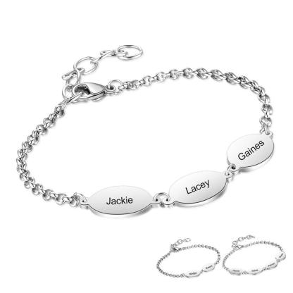 Personalized Stainless Steel Chain Bracelets for Couples with Engraved Custom 2 to 4 Names, Best Friend Bracelet - Personalized Jewel