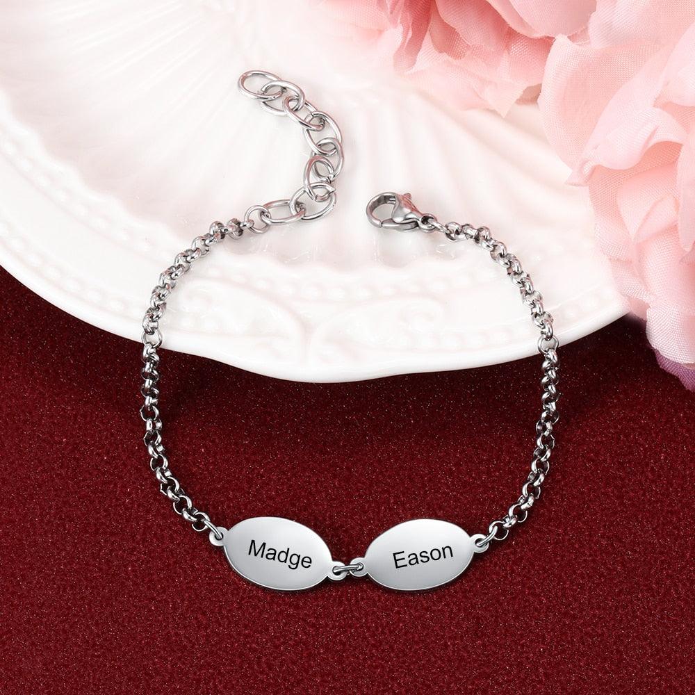 Personalized Stainless Steel Chain Bracelets for Couples with Engraved Custom 2 to 4 Names, Best Friend Bracelet - Personalized Jewel