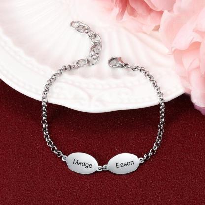Personalized Stainless Steel Chain Bracelets for Couples with Engraved Custom 2 to 4 Names, Best Friend Bracelet - Personalized Jewel
