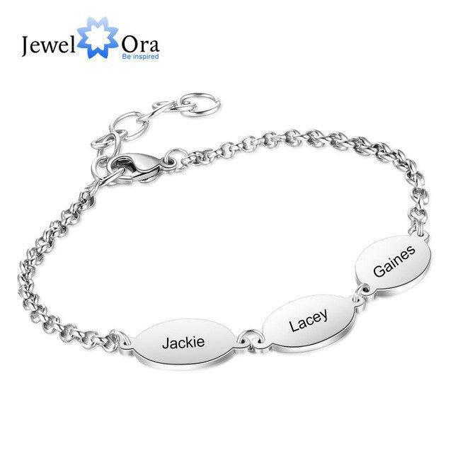 Personalized Stainless Steel Chain Bracelets for Couples with Engraved Custom 2 to 4 Names, Best Friend Bracelet - Personalized Jewel