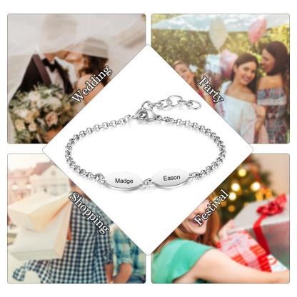 Personalized Stainless Steel Chain Bracelets for Couples with Engraved Custom 2 to 4 Names, Best Friend Bracelet - Personalized Jewel