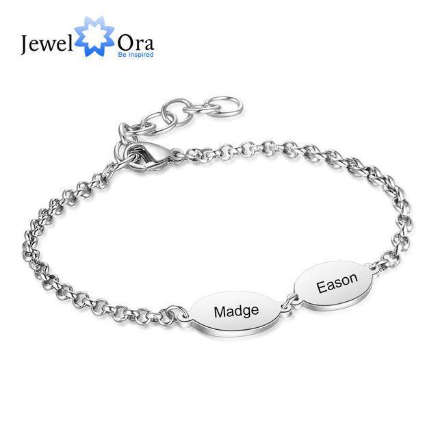 Personalized Stainless Steel Chain Bracelets for Couples with Engraved Custom 2 to 4 Names, Best Friend Bracelet - Personalized Jewel