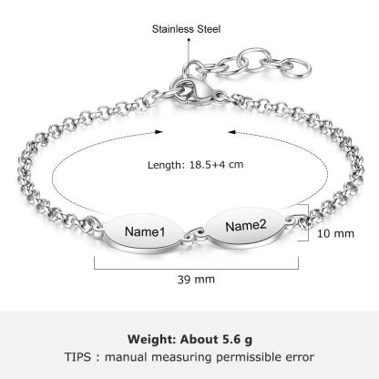 Personalized Stainless Steel Chain Bracelets for Couples with Engraved Custom 2 to 4 Names, Best Friend Bracelet - Personalized Jewel