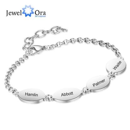 Personalized Stainless Steel Chain Bracelets for Couples with Engraved Custom 2 to 4 Names, Best Friend Bracelet - Personalized Jewel