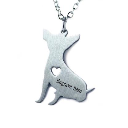 Personalized Stainless Steel Chihuahua Puppy Pendant Necklace, Engrave Name, Gift for Pet Lover - Personalized Jewel
