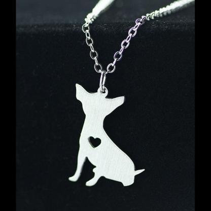 Personalized Stainless Steel Chihuahua Puppy Pendant Necklace, Engrave Name, Gift for Pet Lover - Personalized Jewel