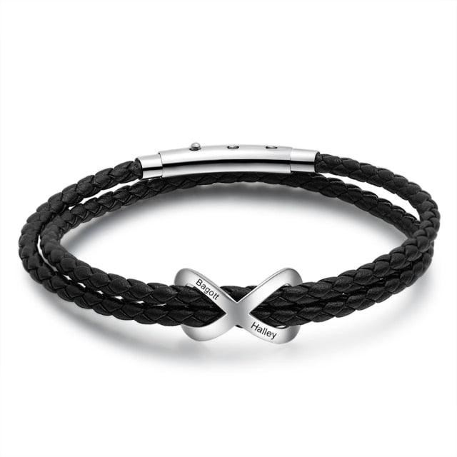 Personalized Stainless Steel Couple Engrave 2 Name Infinity Bracelet Fashion Jewelry For Women - Personalized Jewel