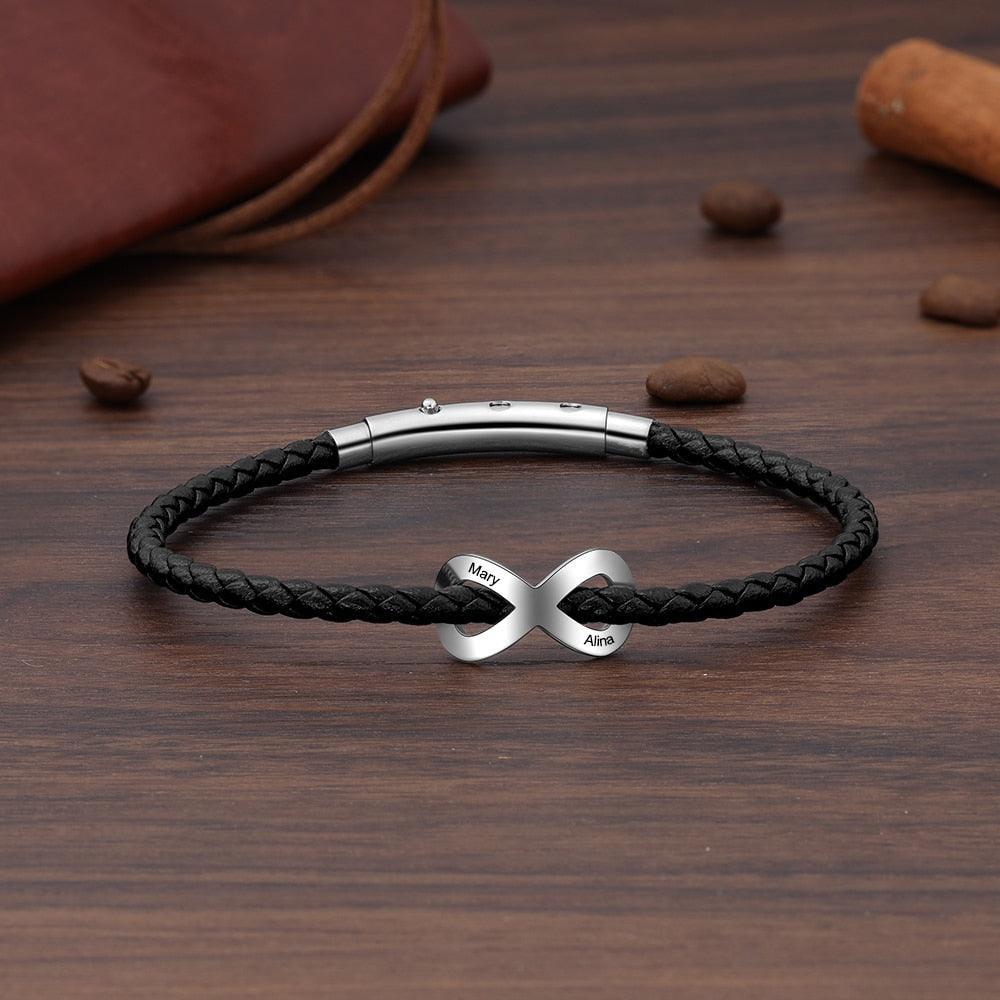 Personalized Stainless Steel Couple Engrave 2 Name Infinity Bracelet Fashion Jewelry For Women - Personalized Jewel