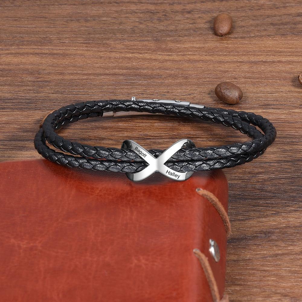 Personalized Stainless Steel Couple Engrave 2 Name Infinity Bracelet Fashion Jewelry For Women - Personalized Jewel
