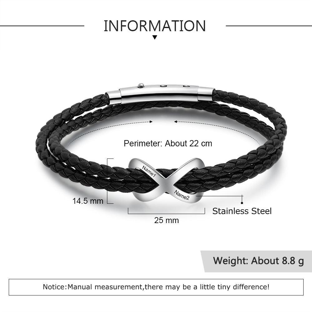 Personalized Stainless Steel Couple Engrave 2 Name Infinity Bracelet Fashion Jewelry For Women - Personalized Jewel