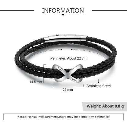 Personalized Stainless Steel Couple Engrave 2 Name Infinity Bracelet Fashion Jewelry For Women - Personalized Jewel