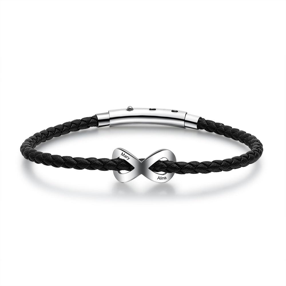 Personalized Stainless Steel Couple Engrave 2 Name Infinity Bracelet Fashion Jewelry For Women - Personalized Jewel